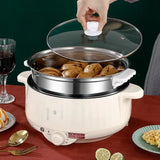 NNEOBA Electric Cooker Double Layer 24cm Non Stick Hot Pot & Rice Cooker White