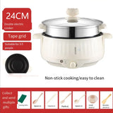 NNEOBA Electric Cooker Double Layer 24cm Non Stick Hot Pot & Rice Cooker White