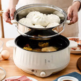 NNEOBA Electric Cooker Double Layer 24cm Non Stick Hot Pot & Rice Cooker White