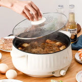 NNEOBA Electric Cooker Double Layer 24cm Non Stick Hot Pot & Rice Cooker White