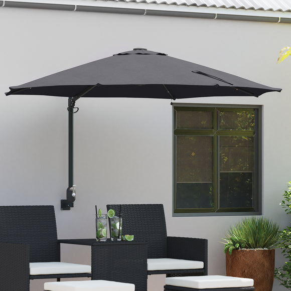 NNEVL Wall-mounted Garden Parasol with LEDs Anthracite 248 cm