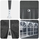 NNEVL Party Tent with 8 Sidewalls Anthracite 4x4 m PE