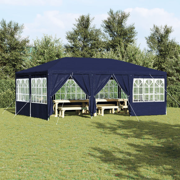 NNEVL Party Tent with 10 Sidewalls Blue 6x4 m PE