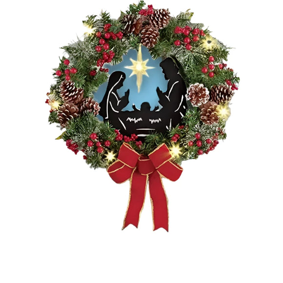 NNEOBA Champagne Gold Christmas Wreath with Lights