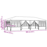 NNEVL Party Tent with 12 Sidewalls Anthracite 8x4 m PE