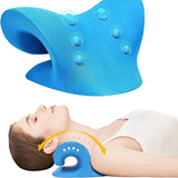 NNEOBA Neck & Shoulder Stretcher Chiropractic Cervical Traction Pillow Blue