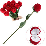 NNEOBA 3D Red Rose Jewelry Box Wedding Ring Gift Case