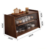 NNETB 60cm Solid Wood Teacup And Coffee Cup Storage Cabinet Black Walnut