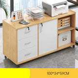 NNETB Lockable Wooden Office Side Storage Cabinet with Drawers