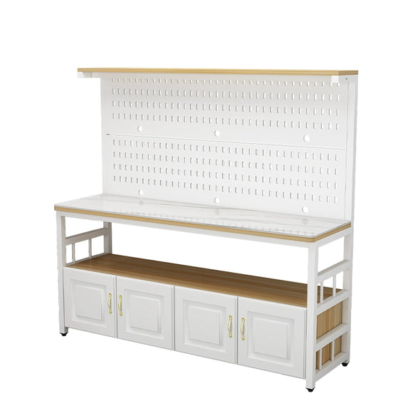NNETB Rock Board Kitchen Rack Storage Table with Cabinets