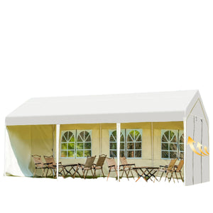 NNETB 4x8M Beige White Stall Gazebo with 4 Thick Enclosure