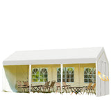 NNETB 4x8M Beige White Stall Gazebo with 4 Thick Enclosure