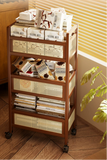 NNETB Mobile Bamboo Trolley Side Table 3-Tier Storage Rack