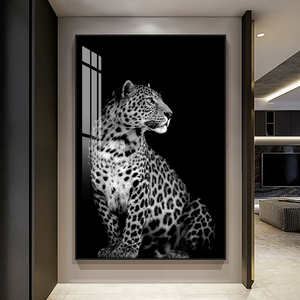 NNETB High-End Leopard Decorative Wall Art – Black & White Light Luxury Art