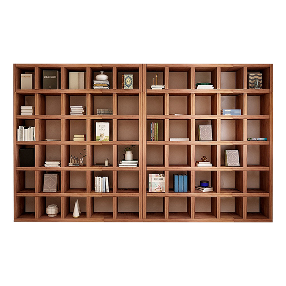 NNETB Solid Wood Style Full Wall Bookshelf