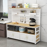 NNETB Rock Board Kitchen Rack Storage Table with Cabinets