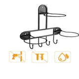 NNETB Black Wall-Mounted Sports Ball Rack - 3-Ball Holder with Hooks