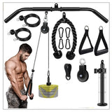 NNETB Home Fitness Pulley System – (Single Pulley with Long Pull Rod & 3-Head Rope)