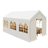 NNETB 4x8M Beige White Stall Gazebo with 4 Thick Enclosure