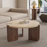 NNETB Round Coffee Table Wabi-Sabi Solid Wood