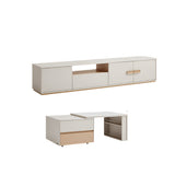 NNETB Modern Floor TV Cabinet with Rock Plate Coffee Table