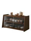 NNETB 60cm Solid Wood Teacup And Coffee Cup Storage Cabinet Black Walnut