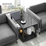 NNETB Glass Mobile Side Table with Wheels