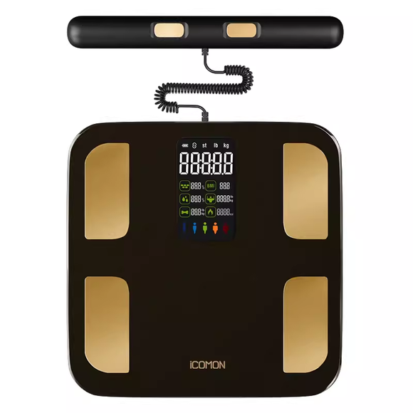 NNETB Eight-Electrode Body Fat Scale with Free Smart Skipping Rope - Dark Night Black