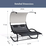 NNETB Double Rocking Reclining Chair with Canopy - Adjustable Pillow