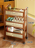 NNETB Mobile Bamboo Trolley Side Table 3-Tier Storage Rack
