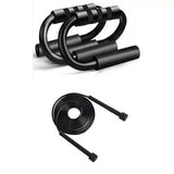 NNETB Black Push-Up Stand and Sports Skipping Rope Set