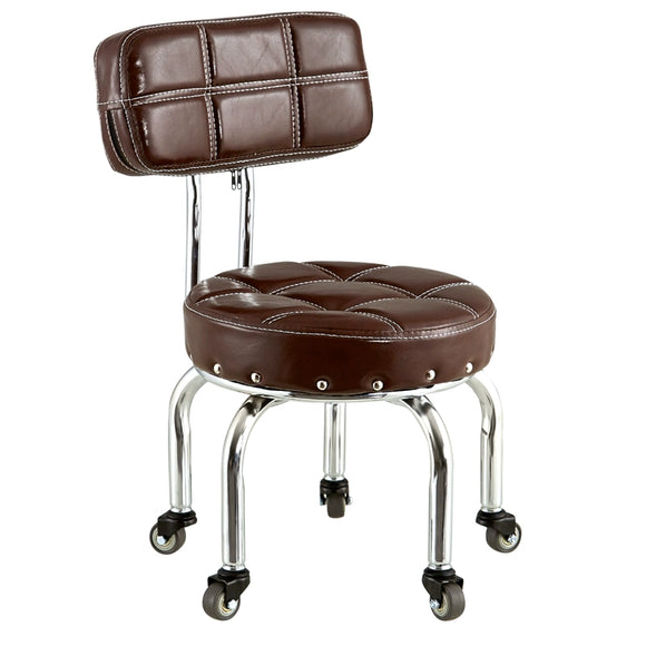 NNETB Silent Rolling Beauty Stool with Soft Leather Seat