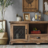 NNETB Retro Solid Wood TV Cabinet with Storage