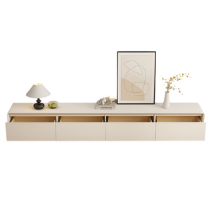 NNETB Cream Solid Wood TV Cabinet & Coffee Table Set