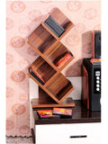 NNETB Walnut Wooden Book Storage Rack