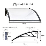 NNEMB 1x1m Aluminium Exterior Awning, Black DIY External UV Rain Protection Clear Polycarbonate Canopy Cover