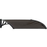 NNEMB 1x1m Aluminium Exterior Awning, Black DIY External UV Rain Protection Grey Tinted Polycarbonate Canopy Cover