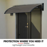 NNEMB 1x1m Aluminium Exterior Awning, Black DIY External UV Rain Protection Grey Tinted Polycarbonate Canopy Cover