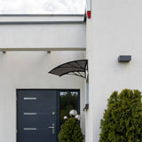 NNEMB 1x1m Aluminium Exterior Awning, Black DIY External UV Rain Protection Grey Tinted Polycarbonate Canopy Cover