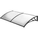 NNEMB 2x1m Aluminium Exterior Awning, Black DIY External UV Rain Protection Clear Polycarbonate Canopy Cover