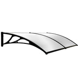 NNEMB 2x1m Aluminium Exterior Awning, Black DIY External UV Rain Protection Clear Polycarbonate Canopy Cover