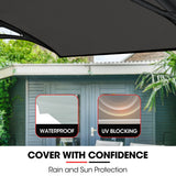 NNEMB 2x1m Aluminium Exterior Awning, Black DIY External UV Rain Protection Grey Tinted Polycarbonate Canopy Cover