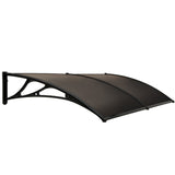 NNEMB 2x1m Aluminium Exterior Awning, Black DIY External UV Rain Protection Grey Tinted Polycarbonate Canopy Cover