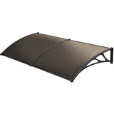 NNEMB 2x1m Aluminium Exterior Awning, Black DIY External UV Rain Protection Grey Tinted Polycarbonate Canopy Cover