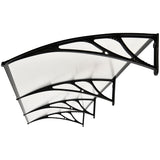 NNEMB 3x1m Aluminium Exterior Awning, Black DIY External UV Rain Protection Clear Polycarbonate Canopy Cover