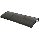 NNEMB 3x1m Aluminium Exterior Awning, Black DIY External UV Rain Protection Grey Tinted Polycarbonate Canopy Cover