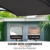 NNEMB 3x1m Aluminium Exterior Awning, Black DIY External UV Rain Protection Grey Tinted Polycarbonate Canopy Cover