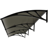 NNEMB 3x1m Aluminium Exterior Awning, Black DIY External UV Rain Protection Grey Tinted Polycarbonate Canopy Cover