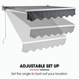NNEMB 2 x 1.5M Retractable Grey Folding Arm Awning, Powder Coated 6063 Aluminium, with Hand Crank, for Outdoor Patio