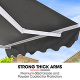 NNEMB 2 x 1.5M Retractable Grey Folding Arm Awning, Powder Coated 6063 Aluminium, with Hand Crank, for Outdoor Patio